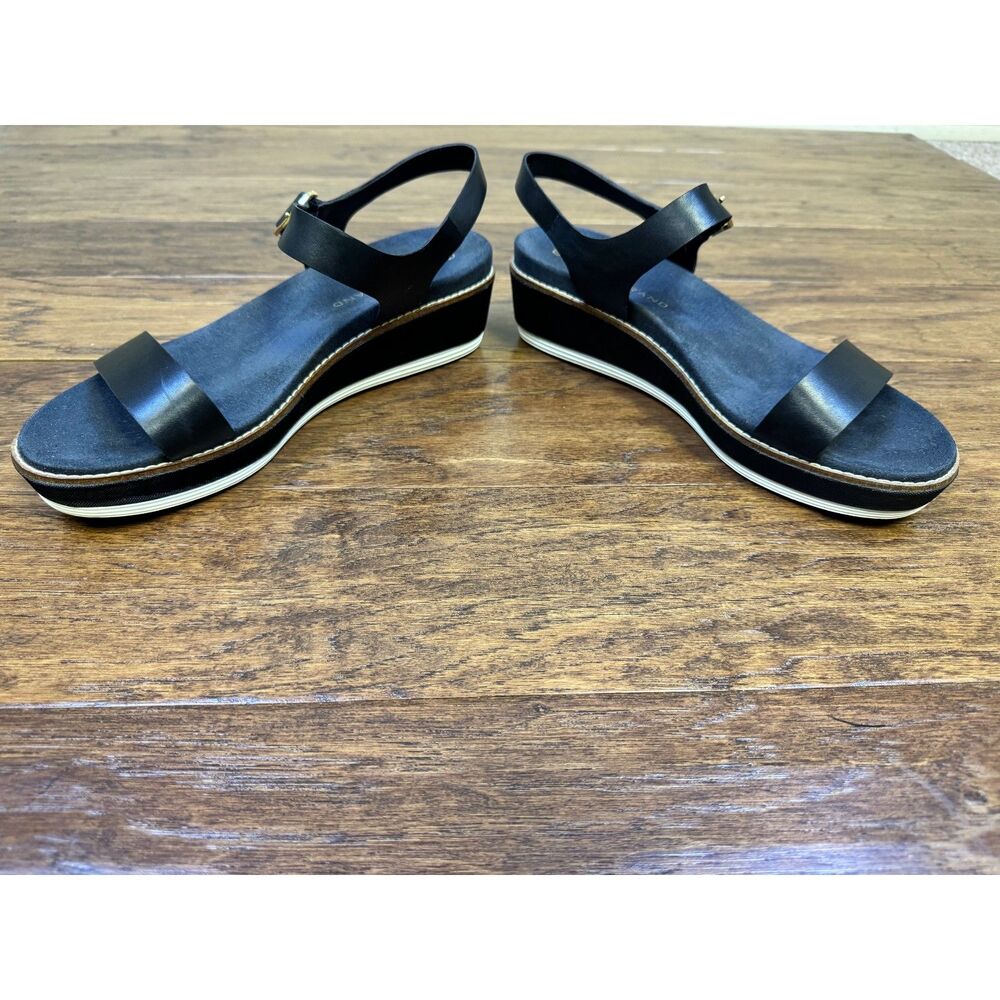 COLE HAAN Original Grand Flatform Wedge Sandal, Black Leather, Sz 11B - Picture 6 of 11